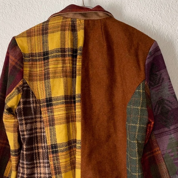 Sacred Threads Wool Blazer Patchwork Plaid Womens Size Small / Medium - Picture 6 of 8